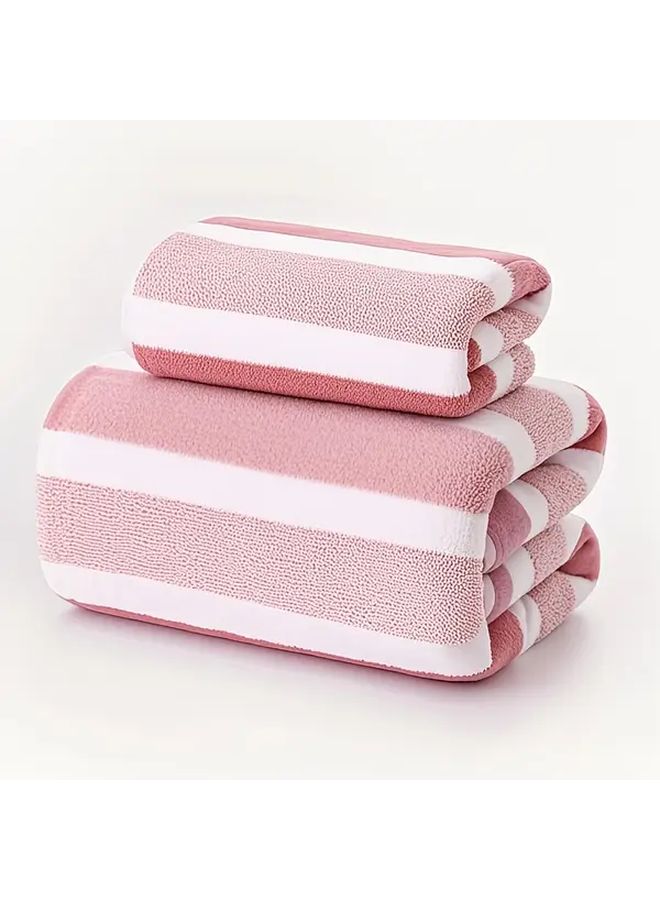 Green Stripes Quick Dry Towel Set Ultra Soft Absorbent for Bath Beach Travel - Image 5