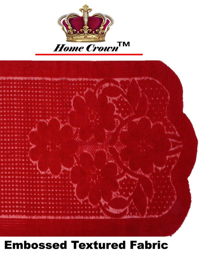 HOMECROWN Polycotton Standard Floral Design Embossed Texture Cotton 3 Seater Sofa Cover Standard Maroon - Image 3