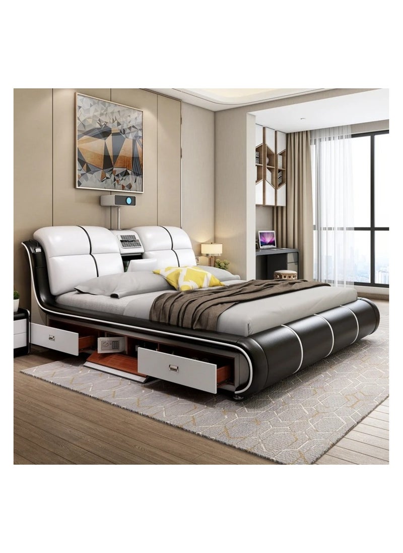AWD - Smart Bed King Size Provided with Projector Massage Bluetooth Speaker Storage Drawers Safe Air Purifier Clock Display Bedroom Essential King Size Bed Luxurious Modern Smart Bed. - Image 1