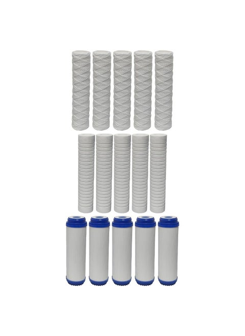 10 Inches Water Filter Replacement Cartridges for Water Filter/Water Purifier | PP | GAC | UDF | Odor Removal, RO Membrane, Mineral Filter | Pack of (5, PP+GAC+UDF)