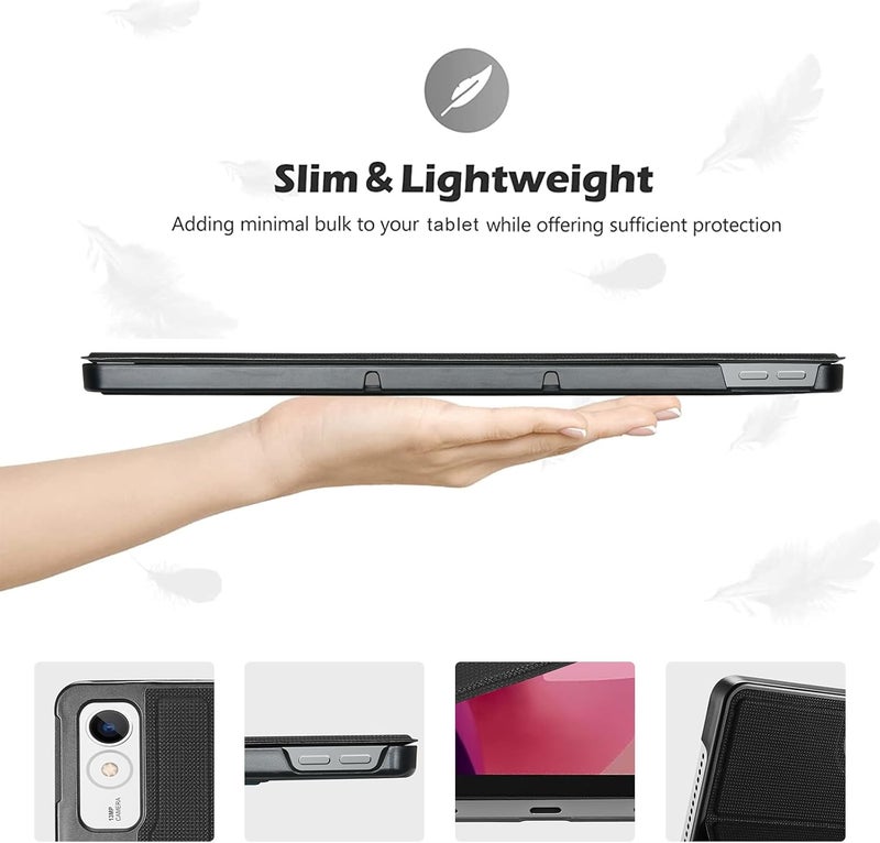 Procases Cover For Lenovo Tab P12 12.7 Inch 2023 Case Tb370Fu With Pen Holder, Slim Folio Case Protective Hard Shell Lightweight Stand Smart Cover For 12.7 Inch Lenovo Tab P12 2023 -Black - Image 4