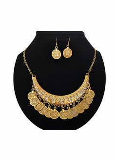 roaiss 2 Pieces of Gold Vintage Jewelry Antique Gold Coin Collar Chain Ethnic Romance Tassels Necklace Earrings Set  - Image 5