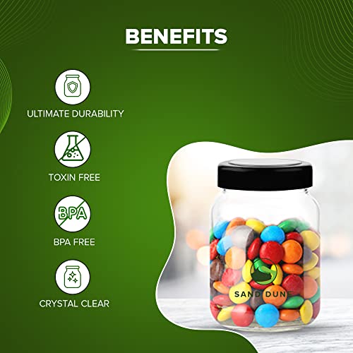 SAND DUNE Set of 2, 750ml Each Storage Glass Jar Black Plastic Cap, Transparent | BPA Free | Storage Jar Containers for Kitchen Pantry for Cookies, Dry Fruits, Masala, Spices, cereal, and flour - Image 3