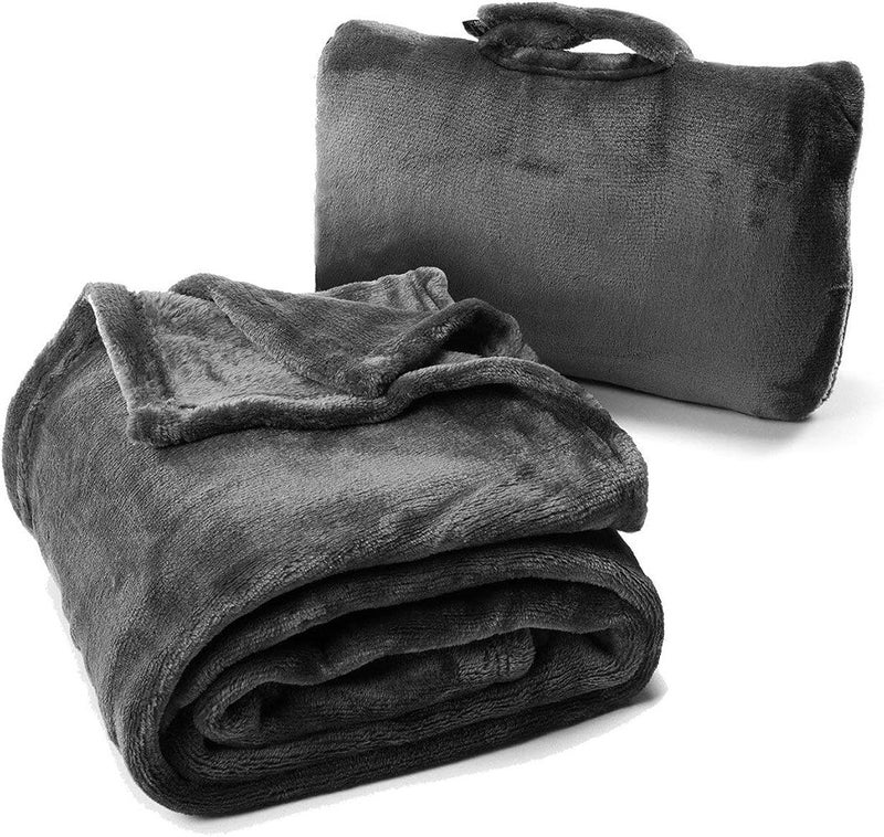 Cabeau Fold ‘n Go Travel and Throw Blanket Plus Compact Case Portable for Home Doubles as Lumbar Pillow Neck Support French Microfiber Comfort Royal Blue, BLFG2085 - Image 2