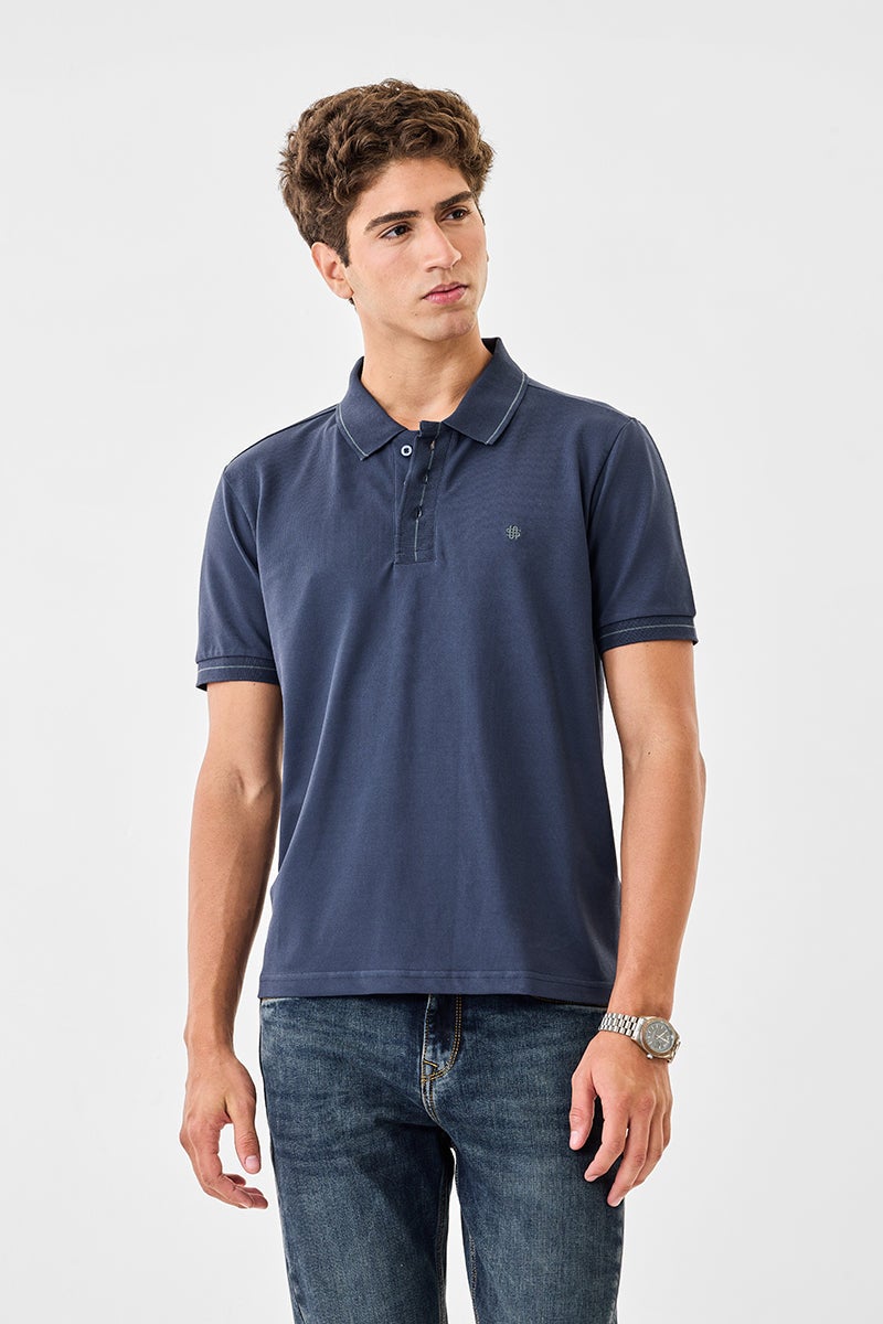 SNITCH Regular Fit Polo Stretch T-Shirt - Image 1