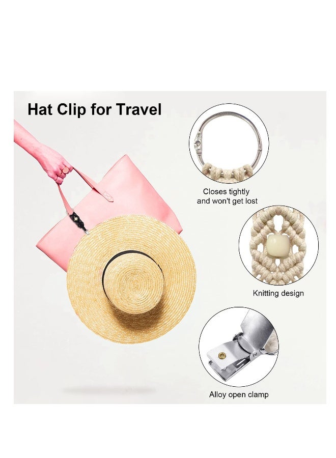 3 Pcs Hat Clip, Knitting Travel Hat Clip for Bag Backpack Luggage, Travel Hat Clip for Women, Kids, Adults, Outdoor Travel Accessory Black, Beige, Brown - Image 4