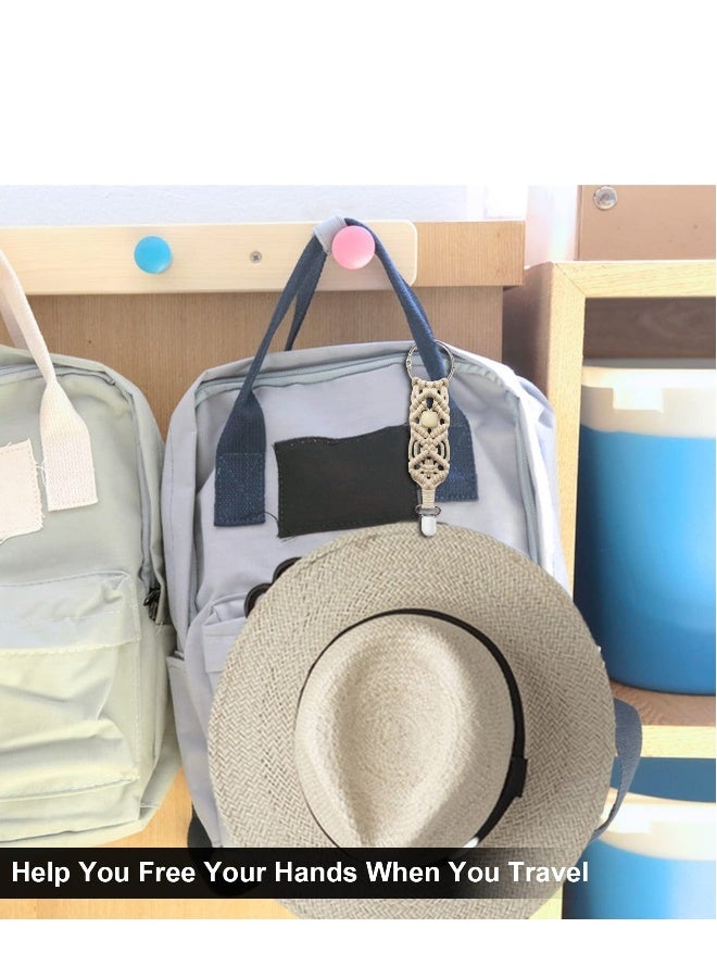 3 Pcs Hat Clip, Knitting Travel Hat Clip for Bag Backpack Luggage, Travel Hat Clip for Women, Kids, Adults, Outdoor Travel Accessory Black, Beige, Brown - Image 2