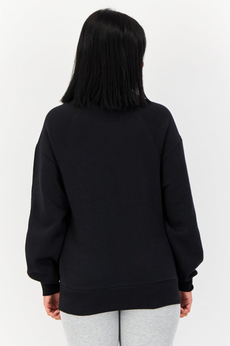 Reebok Women Sportswear Fit Embroidered Logo Long Sleeves Outdoor Sweatshirt, Black  - Image 3