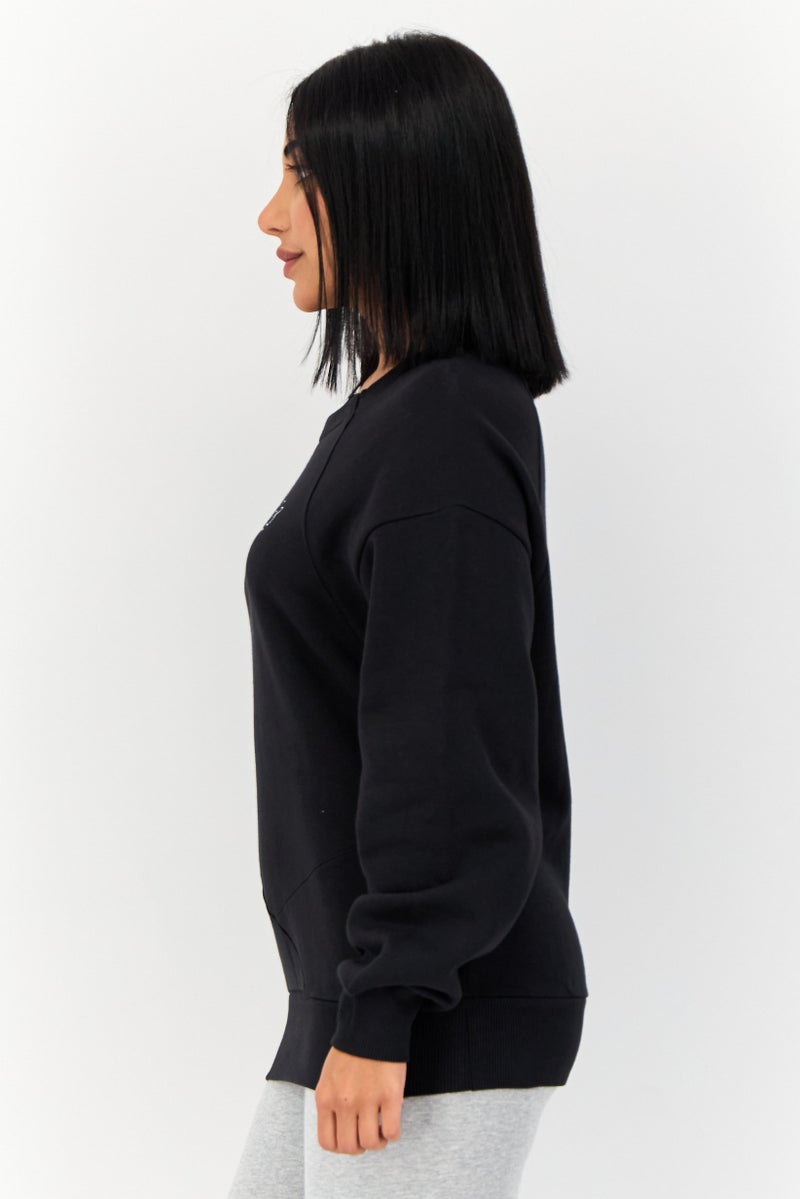 Reebok Women Sportswear Fit Embroidered Logo Long Sleeves Outdoor Sweatshirt, Black  - Image 2