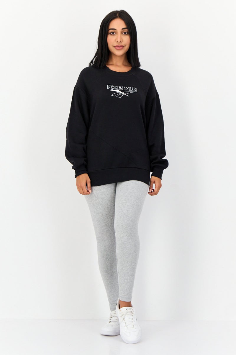 Reebok Women Sportswear Fit Embroidered Logo Long Sleeves Outdoor Sweatshirt, Black  - Image 4