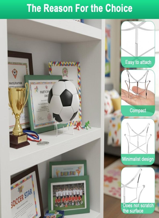 PROBEROS® 4 Pcs Ball Display Rack, Clear Acrylic Ball Holder Stand for Basketball, Soccer, Volleyball, Rugby, Durable Transparent Display Stand for Home, Office, Store Showcase, 10×6.6CM - Image 4