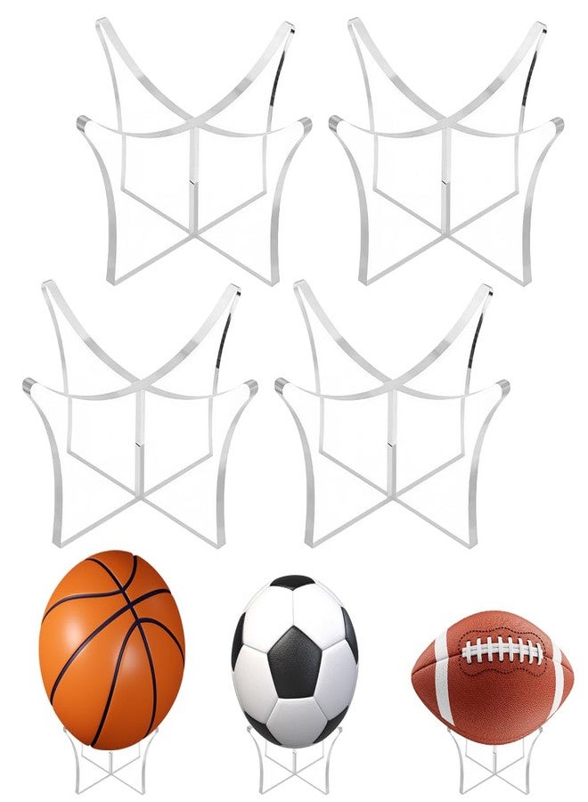 PROBEROS® 4 Pcs Ball Display Rack, Clear Acrylic Ball Holder Stand for Basketball, Soccer, Volleyball, Rugby, Durable Transparent Display Stand for Home, Office, Store Showcase, 10×6.6CM - Image 1