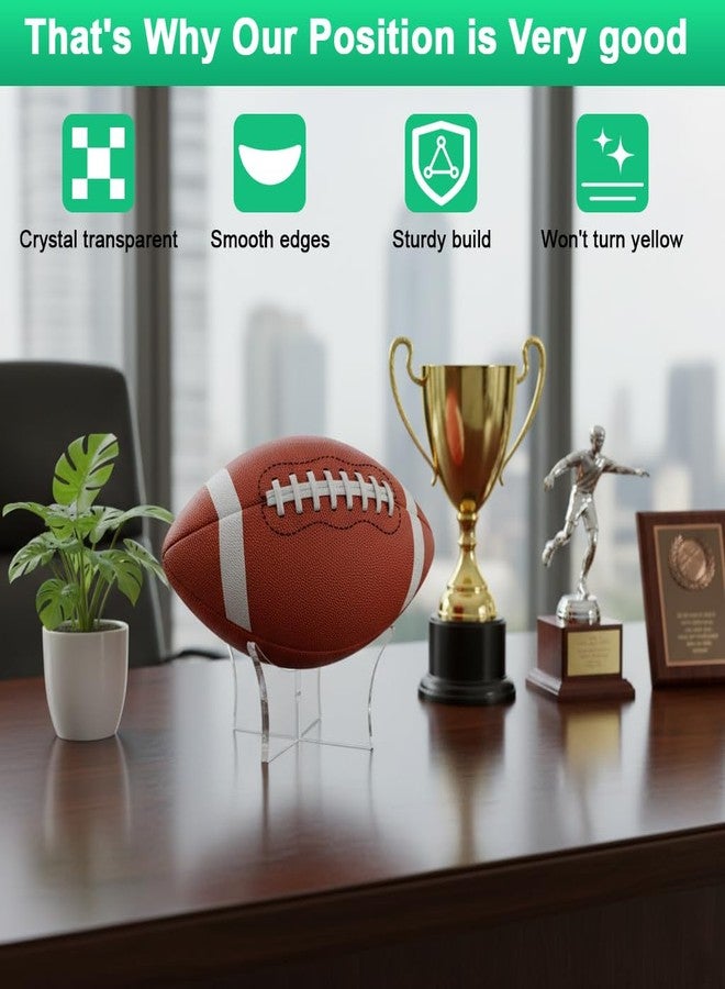 PROBEROS® 4 Pcs Ball Display Rack, Clear Acrylic Ball Holder Stand for Basketball, Soccer, Volleyball, Rugby, Durable Transparent Display Stand for Home, Office, Store Showcase, 10×6.6CM - Image 3