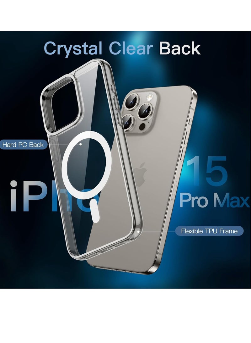 ELTRAZONE iPhone 15 Pro Max 3-in-1 Magnetic Case – Natural Titanium, 6.7-Inch, with 2 Tempered Glass Screen Protectors, MagSafe-Compatible, Shockproof Bumper - Image 4