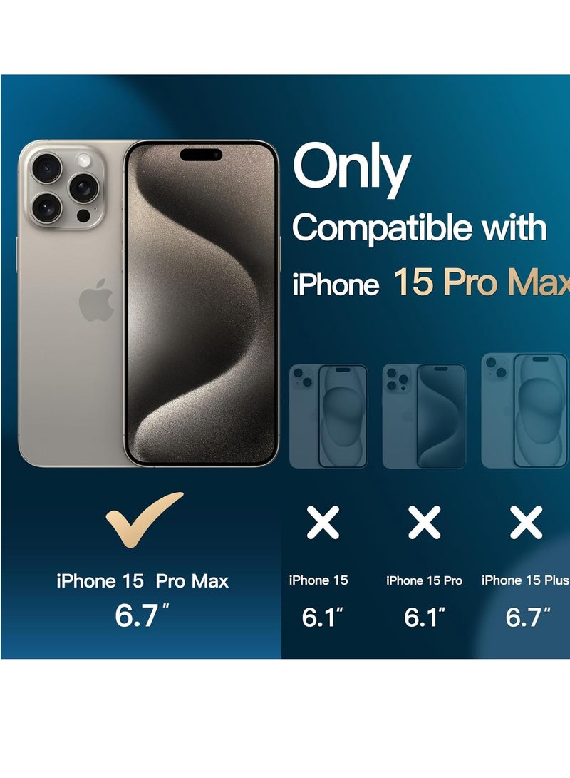 ELTRAZONE iPhone 15 Pro Max 3-in-1 Magnetic Case – Natural Titanium, 6.7-Inch, with 2 Tempered Glass Screen Protectors, MagSafe-Compatible, Shockproof Bumper - Image 2