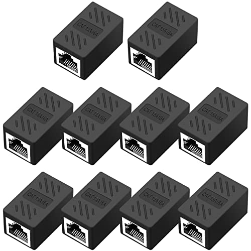 QINGLER RJ45 Cat6 Coupler Ethernet Extender Connector, 10 Pack in line Coupler Cat7 Cat6 Cat5e Cat5 Ethernet Cable Extender Female to Female Black - Image 1