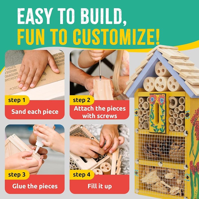 SparkJump Premium Bug Hotel Kit for Kids, Easy Wood Bug House Kits - Image 5