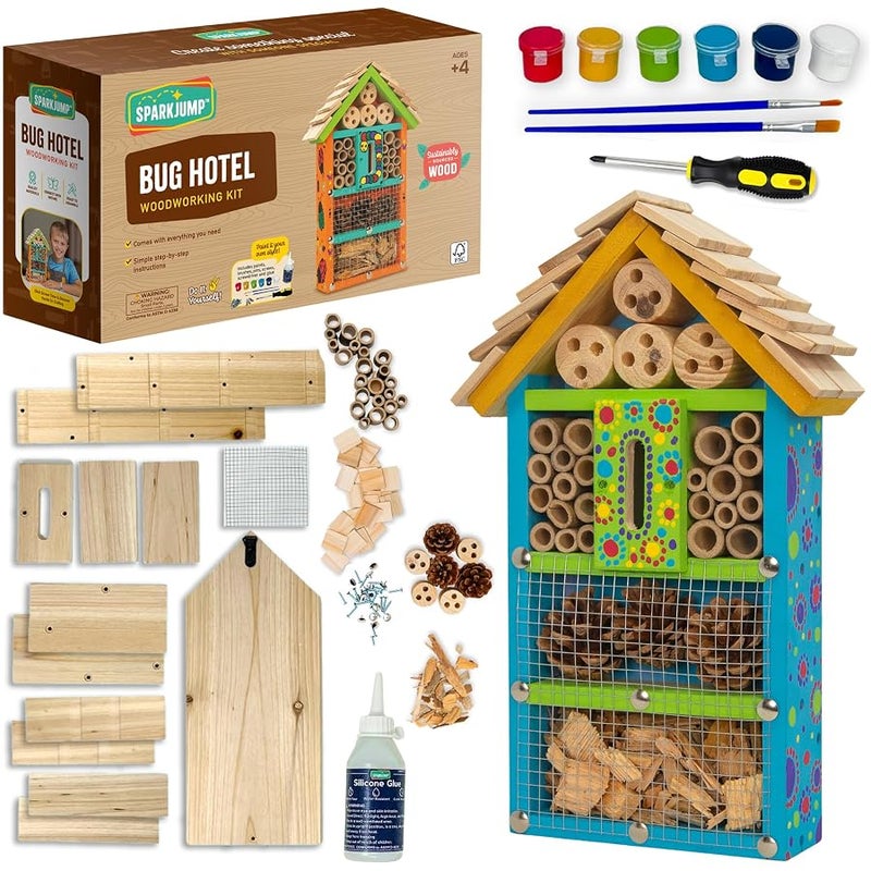 SparkJump Premium Bug Hotel Kit for Kids, Easy Wood Bug House Kits - Image 1