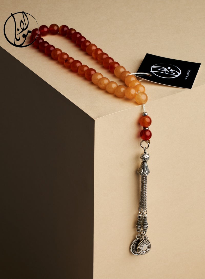 مولانا سبحة حجر العقيق العسلي 33حبة 8مم  - Image 1
