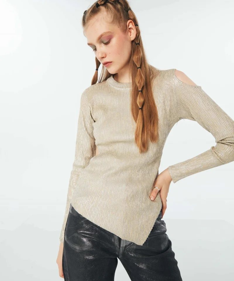 تويست Shiny textured cutout sweater TW6220050208023
