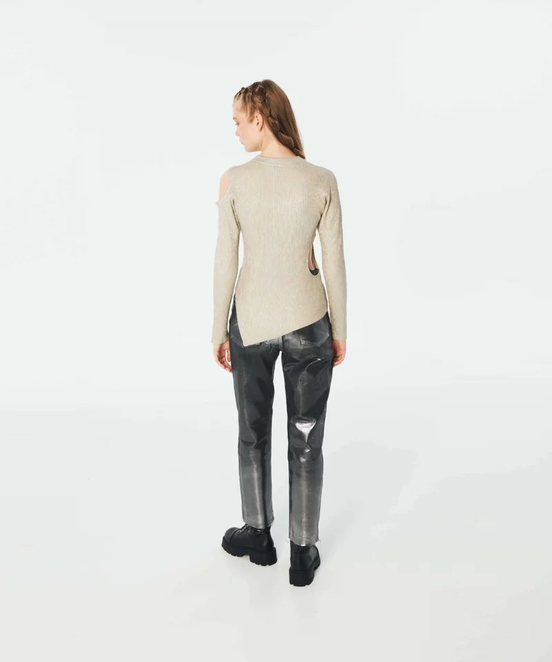 تويست Shiny textured cutout sweater TW6220050208023