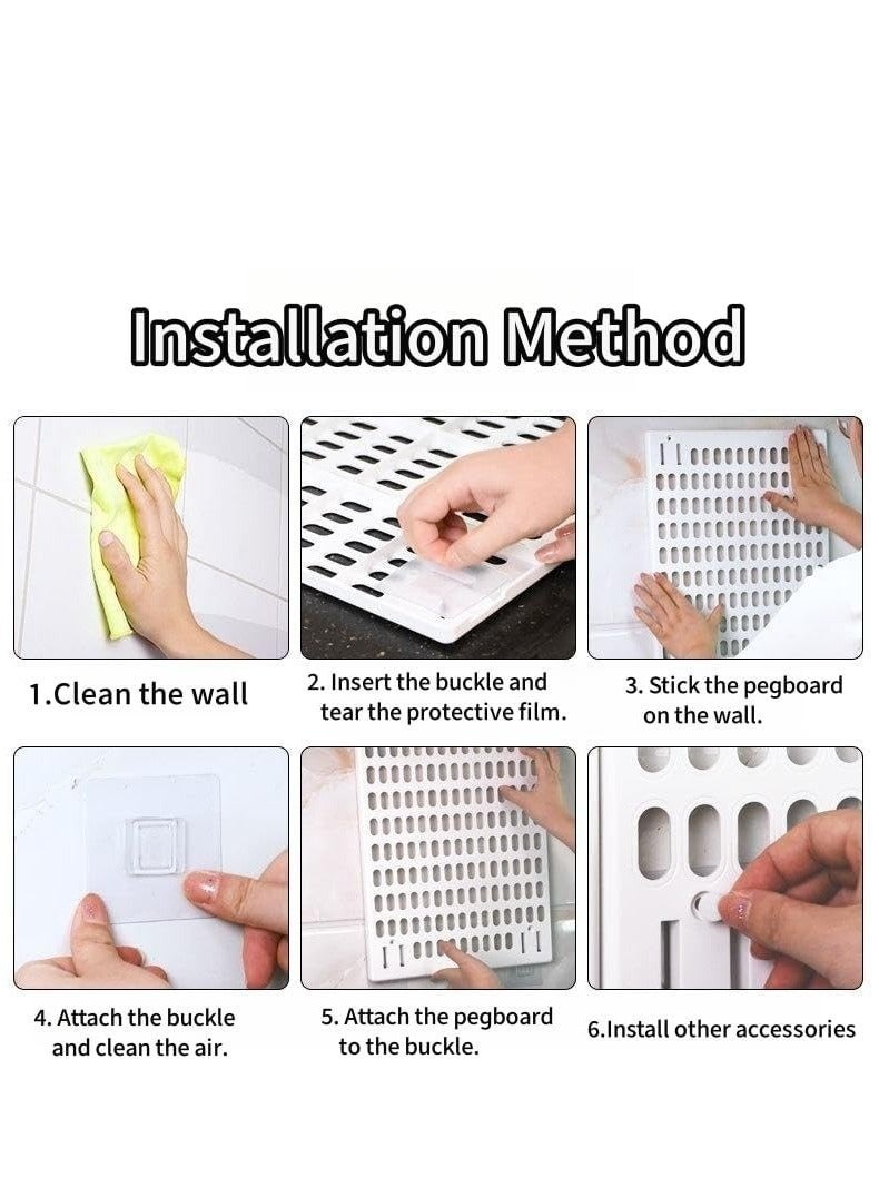 Bukela Pegboard Combination Kit, 2 Pegboards and 10 Accessories Modular Hanging for Wall Organizer, Crafts Organization, Ornaments Display, Nursery Storage, White Peg Board - Image 5