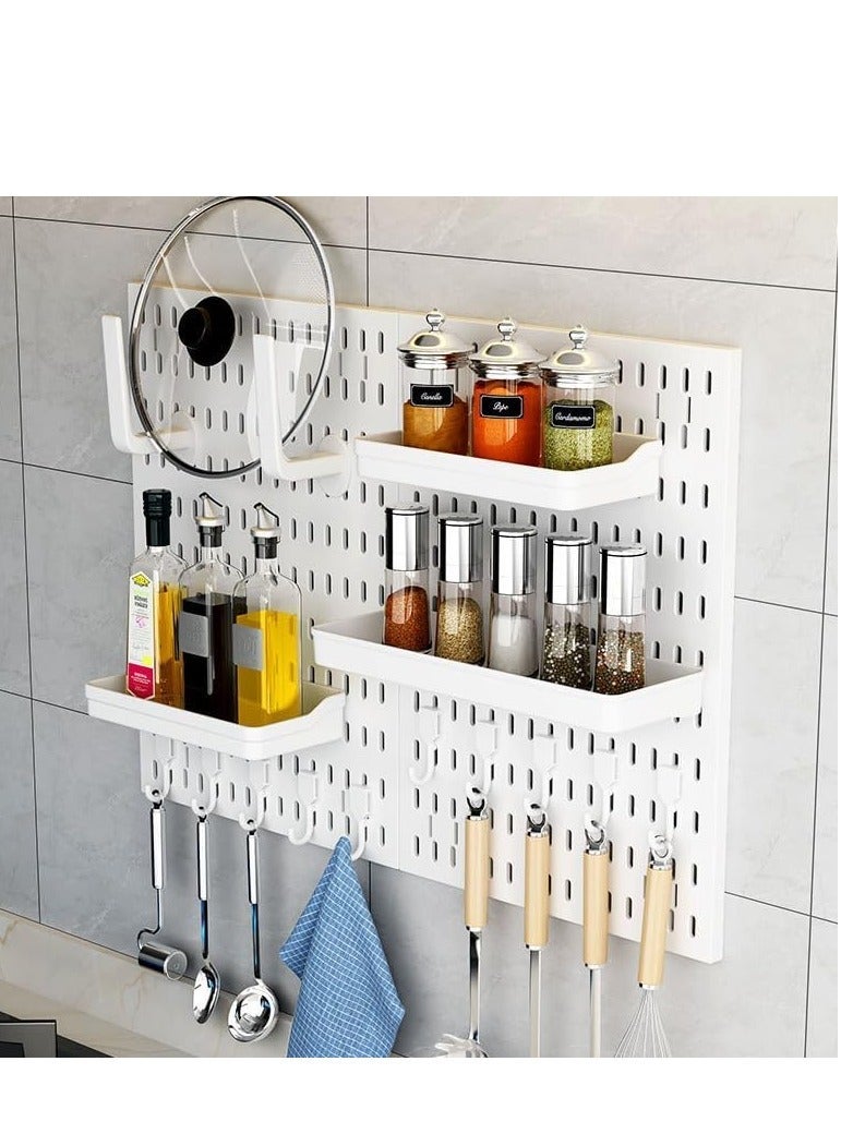 Bukela Pegboard Combination Kit, 2 Pegboards and 10 Accessories Modular Hanging for Wall Organizer, Crafts Organization, Ornaments Display, Nursery Storage, White Peg Board - Image 3