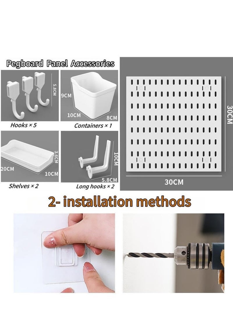 Bukela Pegboard Combination Kit, 2 Pegboards and 10 Accessories Modular Hanging for Wall Organizer, Crafts Organization, Ornaments Display, Nursery Storage, White Peg Board - Image 2