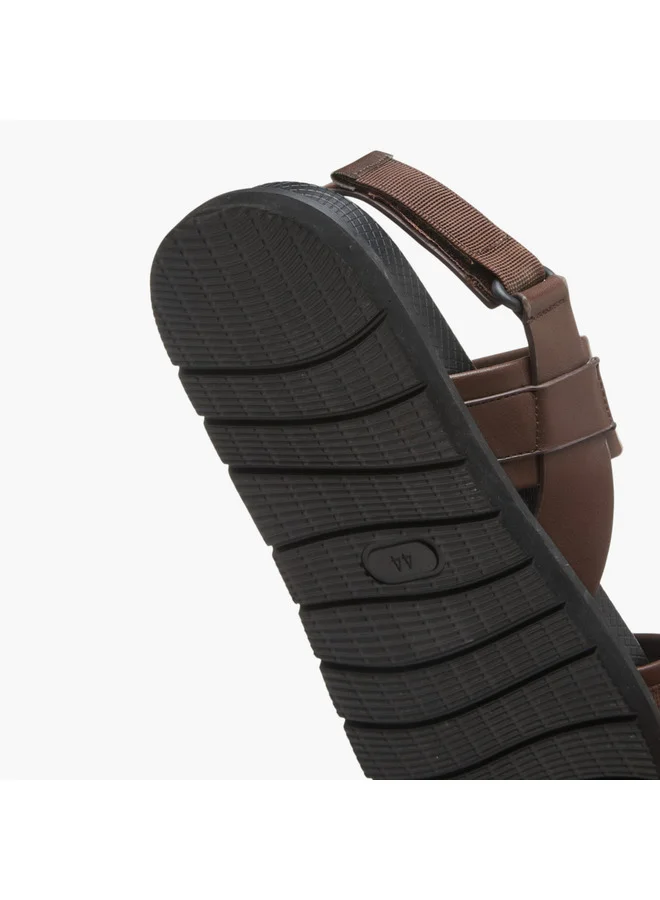 DUCHINI Men's Strap Detail Comfort Sandals with Hook and Loop Closure