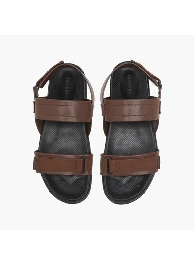 DUCHINI Men's Strap Detail Comfort Sandals with Hook and Loop Closure