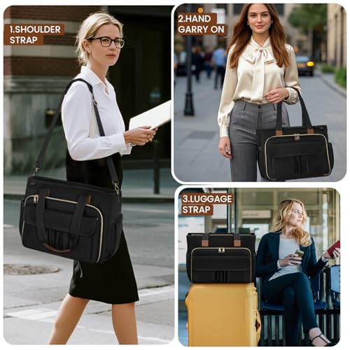 RAINSMORE Teacher Tote Bag 15.6 inch Laptop Bag for Women Work Bags Nurse Bag Lightweight Laptop Tote Computer Messenger Shoulder Bags with Insulated Pocket, Professional Laptop Briefcase - Image 2