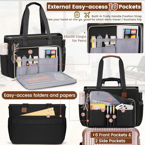 RAINSMORE Teacher Tote Bag 15.6 inch Laptop Bag for Women Work Bags Nurse Bag Lightweight Laptop Tote Computer Messenger Shoulder Bags with Insulated Pocket, Professional Laptop Briefcase - Image 4