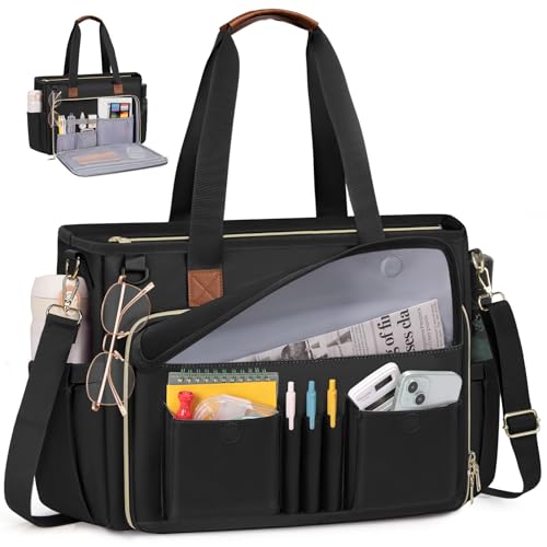 RAINSMORE Teacher Tote Bag 15.6 inch Laptop Bag for Women Work Bags Nurse Bag Lightweight Laptop Tote Computer Messenger Shoulder Bags with Insulated Pocket, Professional Laptop Briefcase - Image 1