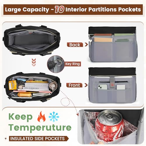 RAINSMORE Teacher Tote Bag 15.6 inch Laptop Bag for Women Work Bags Nurse Bag Lightweight Laptop Tote Computer Messenger Shoulder Bags with Insulated Pocket, Professional Laptop Briefcase - Image 3