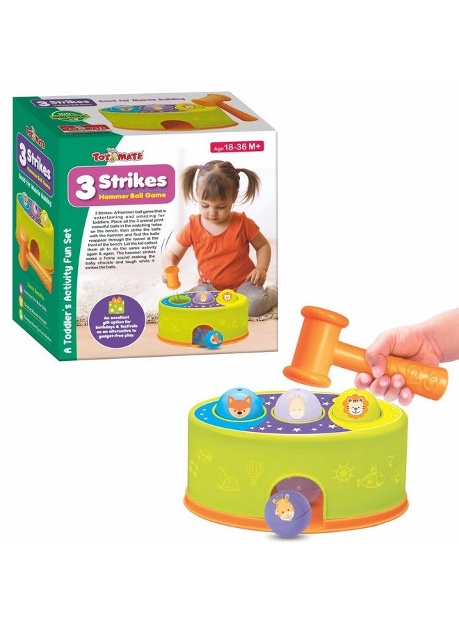 Toymate 3 Strikes - A Hammer Ball Toy for Kids Hammer Ball Knock Pounding Bench with Box Case Fine Motor and Dexterity Skills Early Educational Toy Set for Kids 3+ Years - Image 1