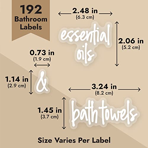Talented Kitchen Bathroom Organization Labels White Script - 192-Pack Various Sizes - Clear Vinyl Water-Resistant Preprinted Lettering for Bathroom Storage & Essentials - Image 4