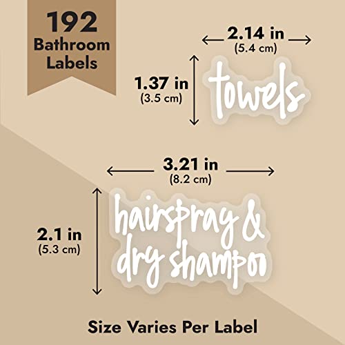 Talented Kitchen Bathroom Organization Labels White Script - 192-Pack Various Sizes - Clear Vinyl Water-Resistant Preprinted Lettering for Bathroom Storage & Essentials - Image 3