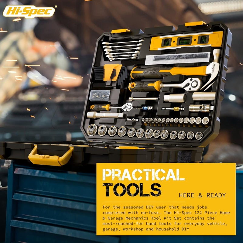 Hi-Spec 122 Piece Auto Mechanics Tool Kit Set for Car and Bike Repair - Image 4