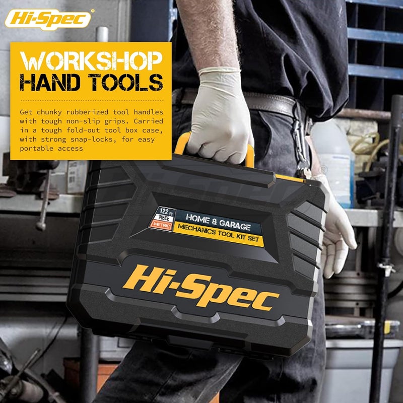 Hi-Spec 122 Piece Auto Mechanics Tool Kit Set for Car and Bike Repair - Image 5