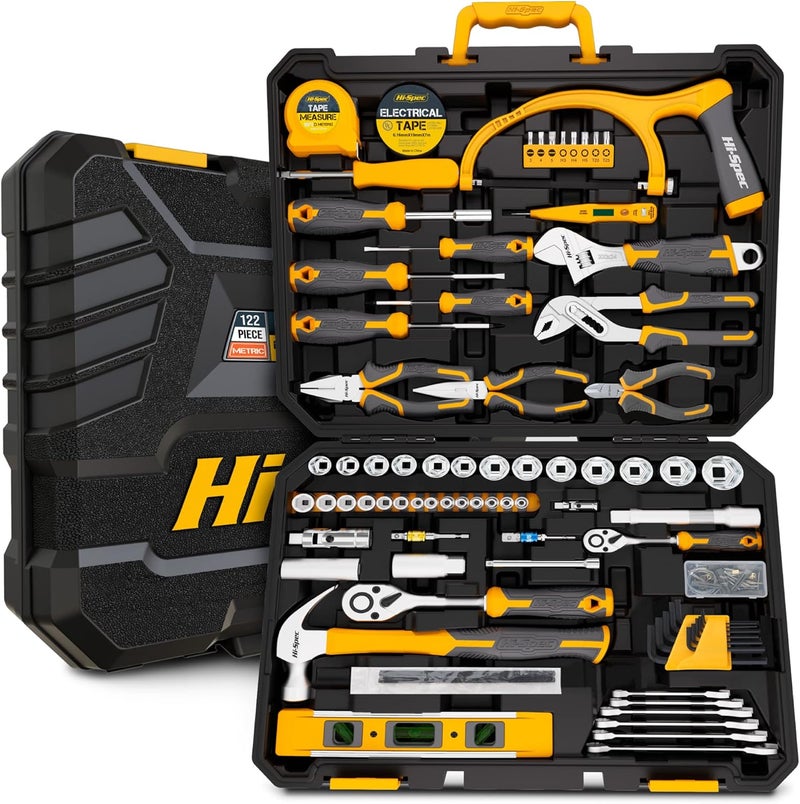 Hi-Spec 122 Piece Auto Mechanics Tool Kit Set for Car and Bike Repair - Image 1