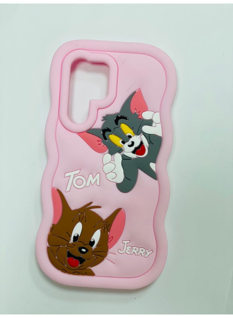 IAF For S22 ULTRA Case with Camera Protection Cute 3D Soft Silicone Protective Design Cartoon Back Cover Silicone (Light Pink)  - Image 1