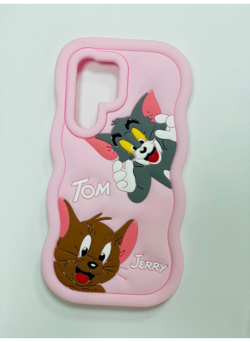 IAF For S22 ULTRA Case with Camera Protection Cute 3D Soft Silicone Protective Design Cartoon Back Cover Silicone (Light Pink)  - Image 2