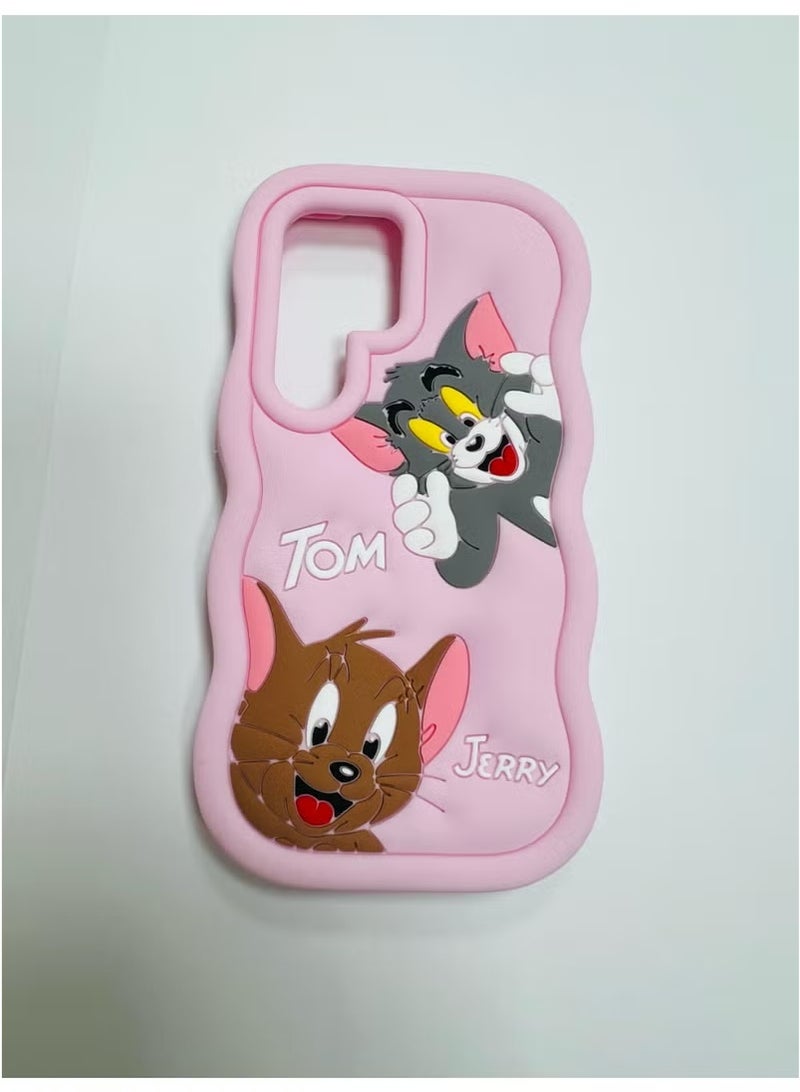 IAF For S22 ULTRA Case with Camera Protection Cute 3D Soft Silicone Protective Design Cartoon Back Cover Silicone (Light Pink)  - Image 3