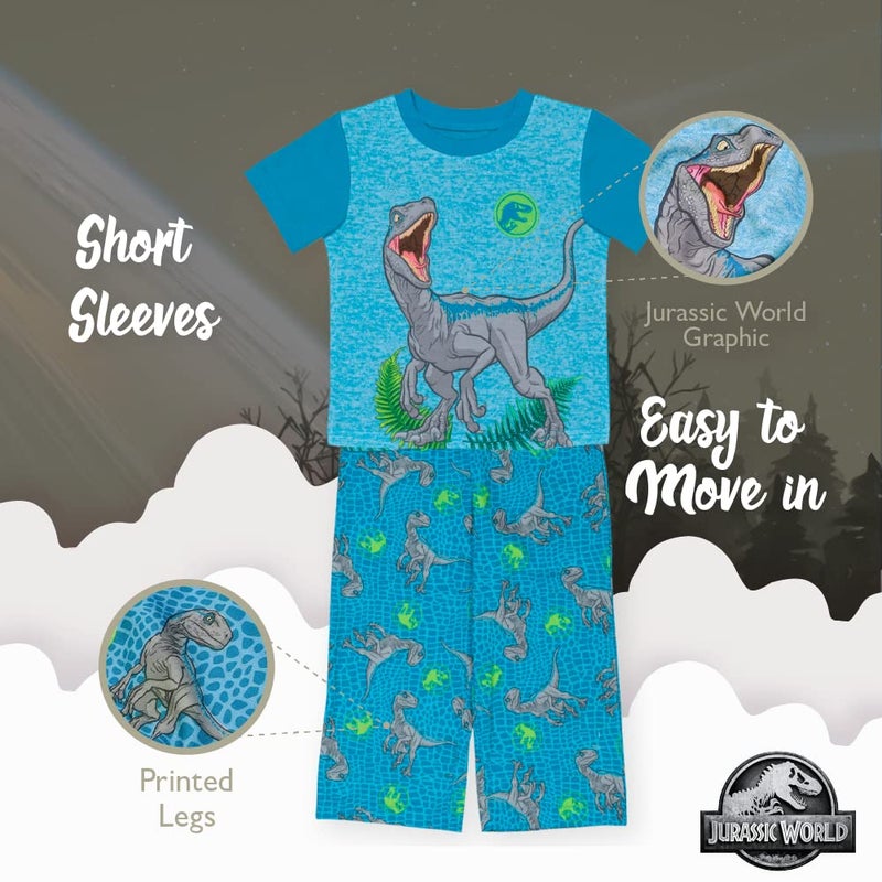 Jurassic World Boys' 2-Piece Loose-Fit Pajamas Set, DINO BLUE, 2T - Image 4