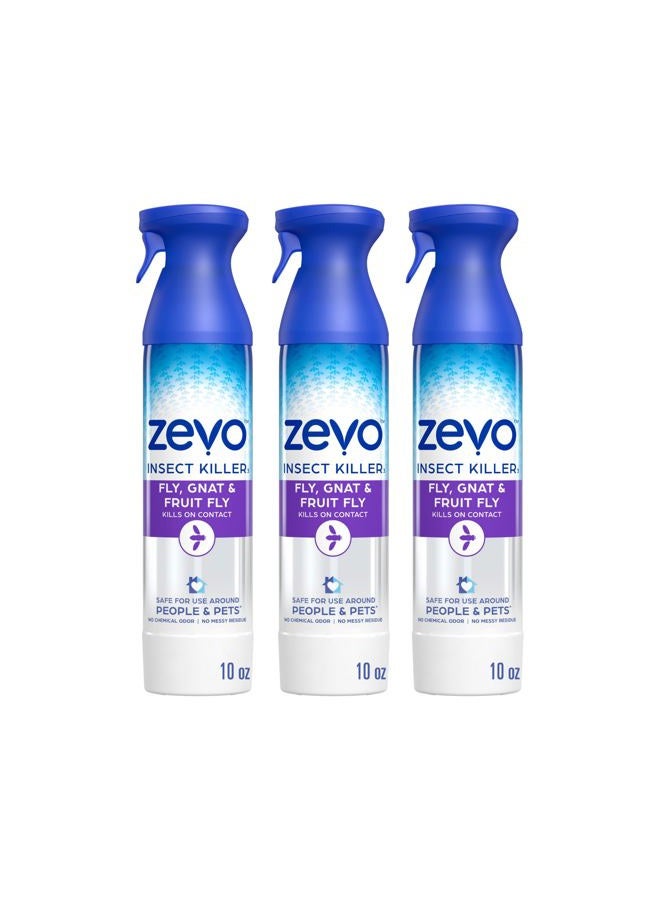 Zevo Flying Insect Killer Spray - Bug Spray for Home Use - Versatile Gnat, Mosquito, Fruit Fly Killer & More - with Rosemary & Cornmint Oil - for Indoor & Outdoor Use (3 Bottles) - Image 1
