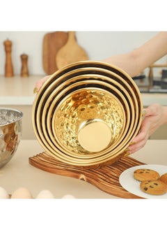 Generic Stainless Steel Hammer Point Salah Bowl Egg Pot Mixing Bowl Fruit Bowl Creative Personality Hotel Decoration Fruit Plate Bar-Specification:Stainless Steel Hammered Egg Beater-gold-Colour:16cm  - Image 3