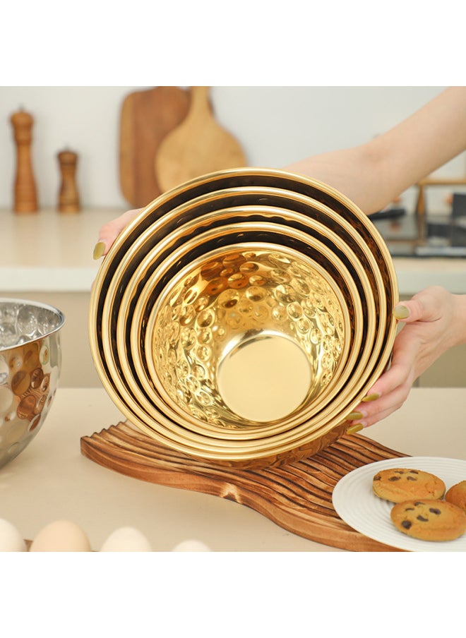Generic - Stainless Steel Hammer Point Salah Bowl Egg Pot Mixing Bowl Fruit Bowl Creative Personality Hotel Decoration Fruit Plate Bar-Specification:Stainless Steel Hammered Egg Beater-gold-Colour:16cm - Image 1