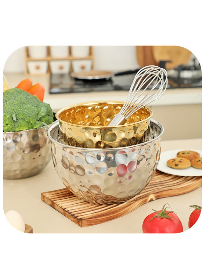Generic - Stainless Steel Hammer Point Salah Bowl Egg Pot Mixing Bowl Fruit Bowl Creative Personality Hotel Decoration Fruit Plate Bar-Specification:Stainless Steel Hammered Egg Beater-gold-Colour:16cm - Image 1