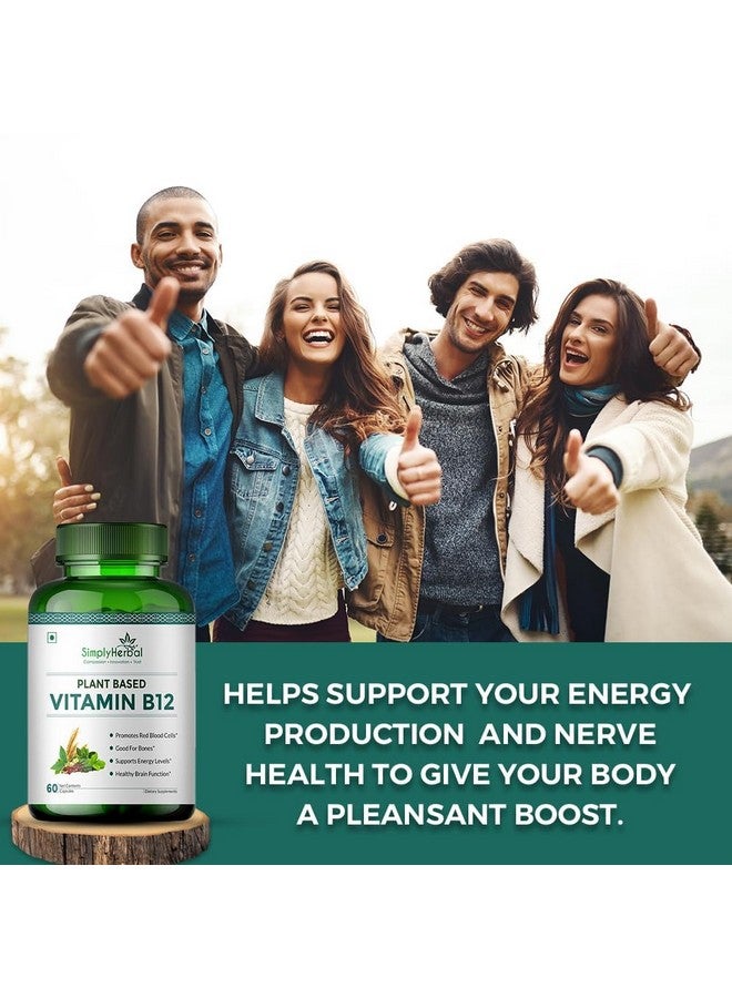 Simply Herbal كبسولات فيتامين ب12 النباتية العشبية ببساطة تحسن من وظائف الدماغ والجهاز العصبي للرجال والنساء، (60 كبسولة) - Image 5