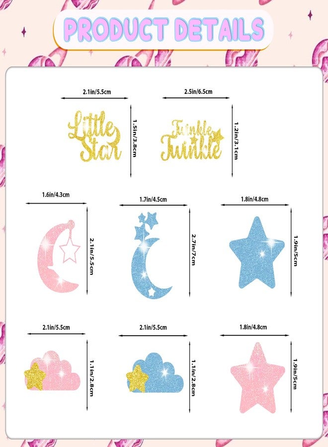 MZ.ogm Twinkle Twinkle Little Star Cupcake Toppers, Star Cupcake Toppers, Twinkle Twinkle Little Star Gender Reveal Decorations, Gender Reveal Cake Decorations for Baby Shower Supplies - Image 2